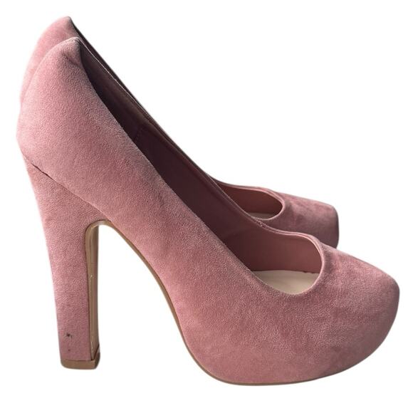 Torrid Faux Suede Pink Platform Heels Size 7 WW - Picture 7 of 7